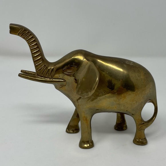 Accents Vintage Brass Lucky Elephant Trunk Up Figurine Made In India 4 X 5 Poshmark